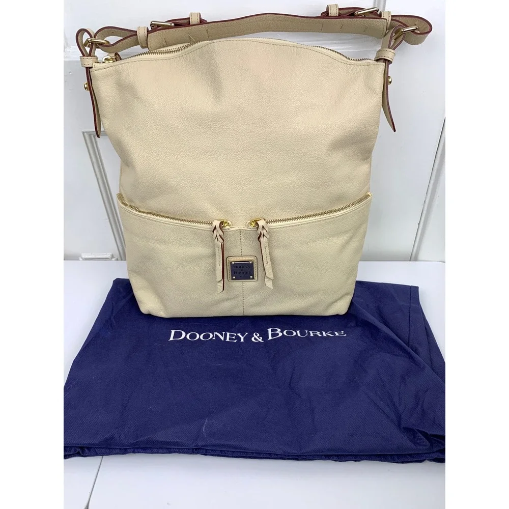 Dooney & Bourke DILLEN Cream Pebbled Leather Shoulder Bag with Dust Bag EUC